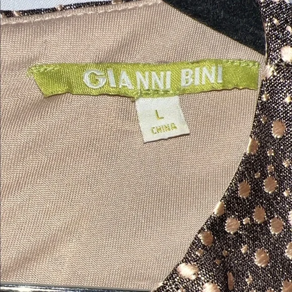 Gianni Bini Brown Mini Dress with Gold, Size L - Picture 3 of 10